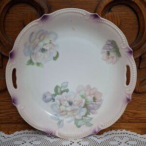 Vintage P.K. Silesia German Rose Porcelain Cake Plate Cookie Tray
